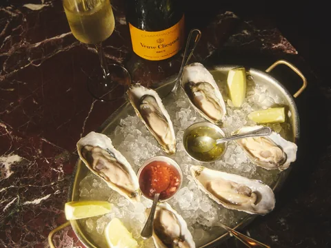 Oysters on ice with champagne at Owner’s Office