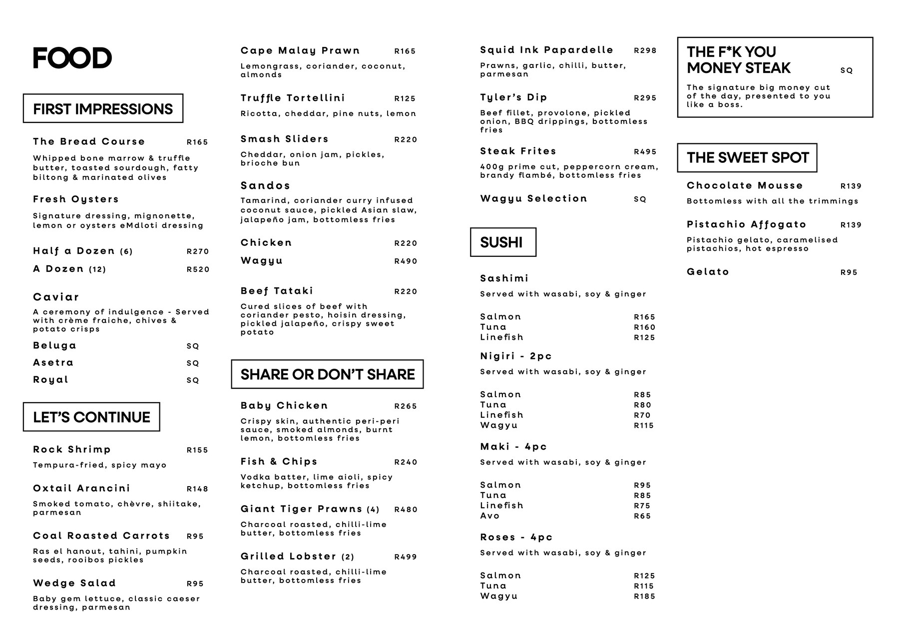 Menu page 1