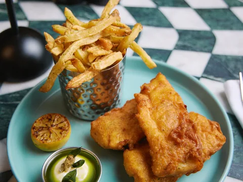 Golden fried food and fries served at The Room