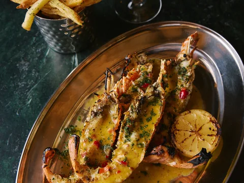 Grilled main course with lemon served at The Room